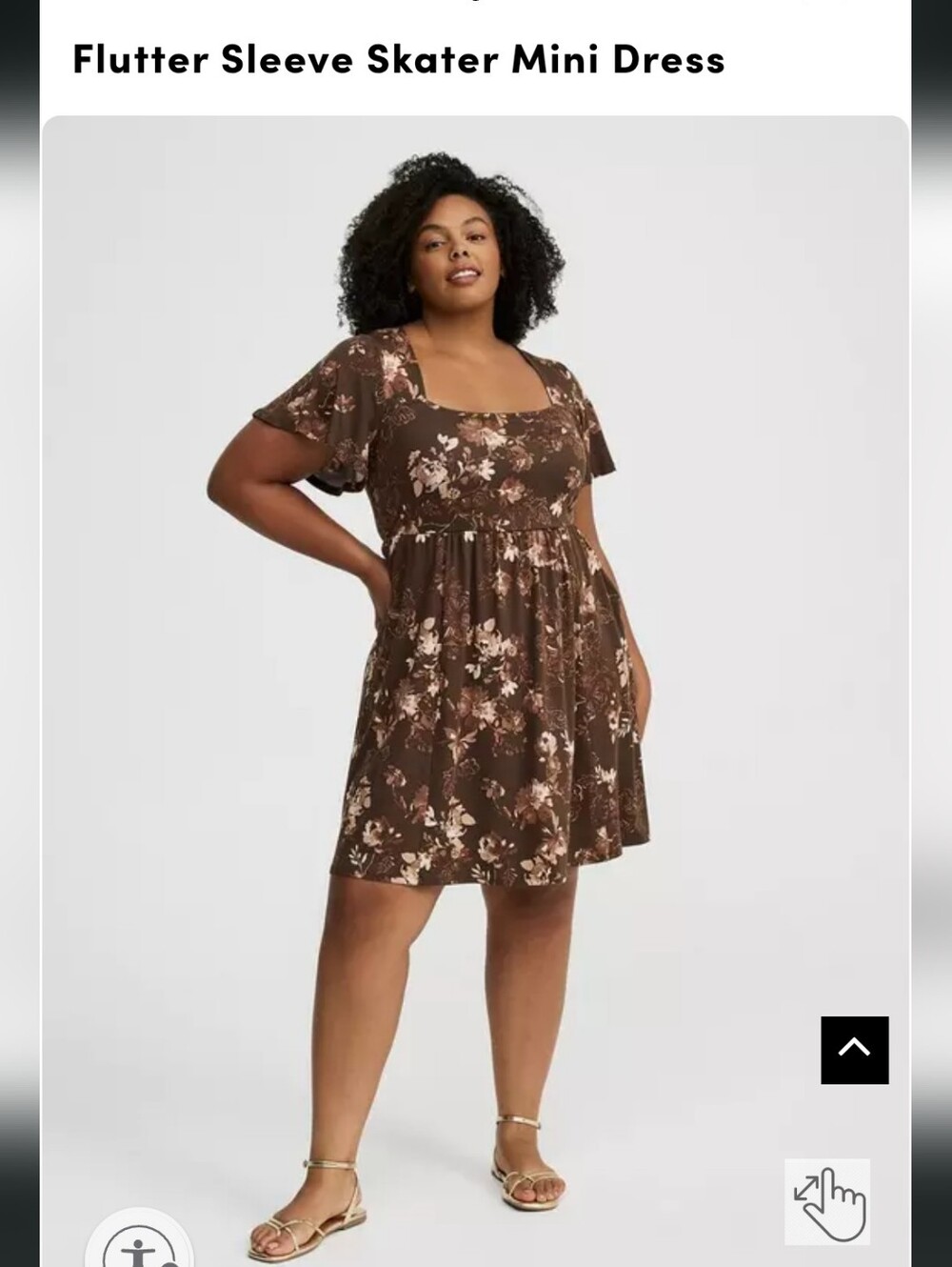 Women’s Brown Floral Flutter Sleeve Skater Dress